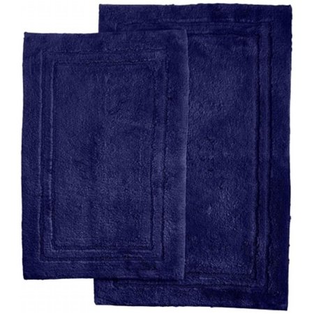 SUPERIOR Cotton 2-Piece Bath Rug Set  Navy Blue BATHRUG-2PC-NB